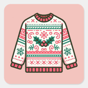 Festive Ugly kerstSweater Vierkante Sticker
