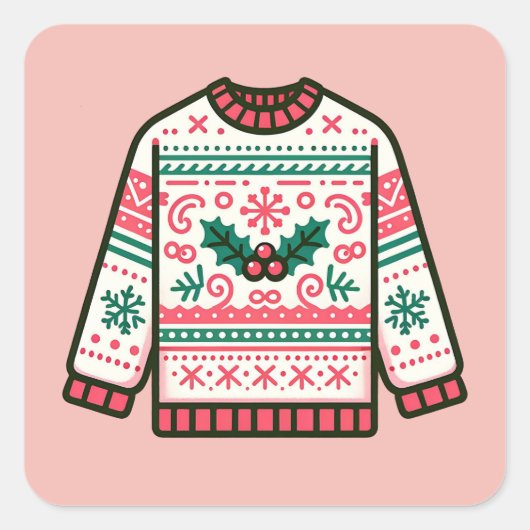 Festive Ugly kerstSweater Vierkante Sticker (Voorkant)