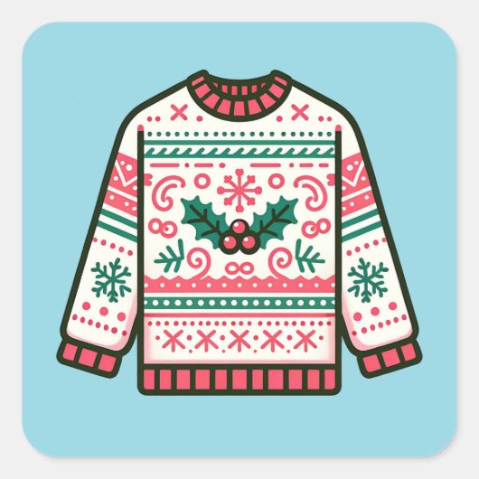 Festive Ugly kerstSweater Vierkante Sticker (Voorkant)
