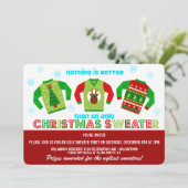 Festive Ugly KerstSweaters Party Invitation Kaart (Staand voorkant)