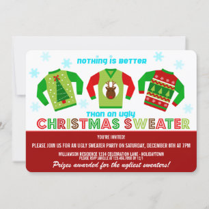 Festive Ugly KerstSweaters Party Invitation Kaart