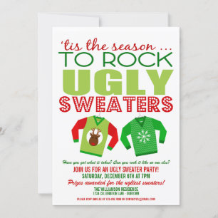 Festive Ugly KerstSweaters Party Invitation Kaart