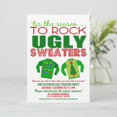 Festive Ugly KerstSweaters Party Invitation Kaart (Staand voorkant)