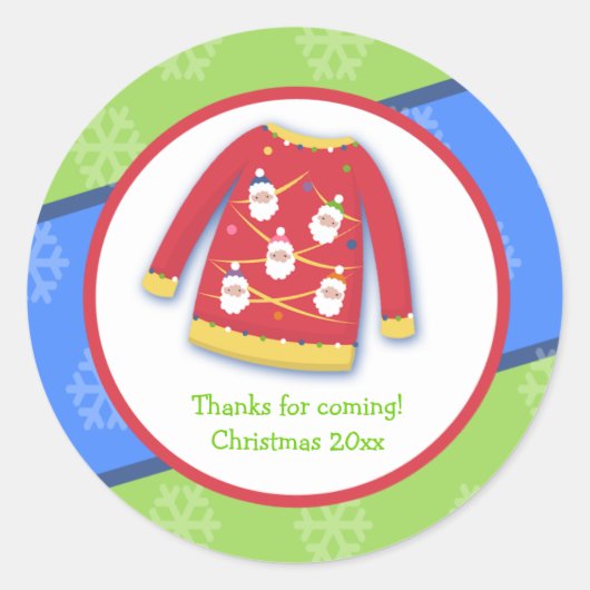 Festive Ugly Sweater Custom Favor Sticker (Voorkant)