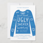 Festive Ugly Sweater Hanukkah Party-uitnodigingen Kaart (Voorkant)