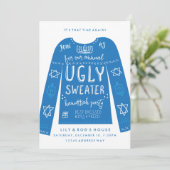 Festive Ugly Sweater Hanukkah Party-uitnodigingen Kaart (Staand voorkant)