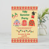 Festive Ugly Sweater Party Invitation  Kaart (Staand voorkant)