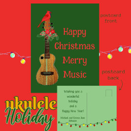 Festive Ukulele Happy Kerstkerst Feestdagenkaart