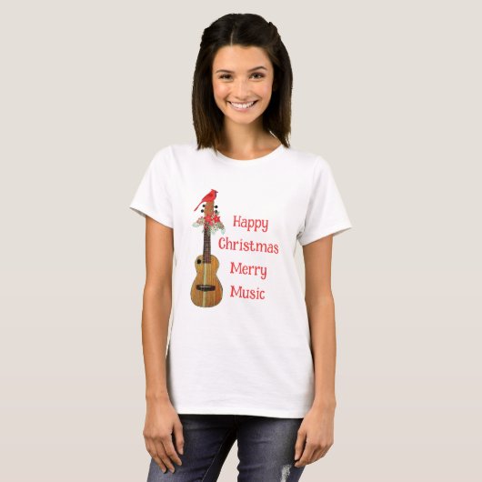Festive Ukulele Happy Kerstkerst T-shirt (Voorkant volledig)