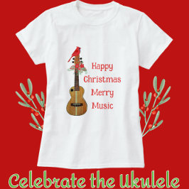 Festive Ukulele Happy Kerstkerst T-shirt