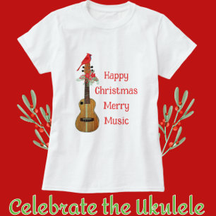 Festive Ukulele Happy Kerstkerst T-shirt