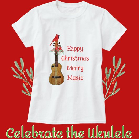 Festive Ukulele Happy Kerstkerst T-shirt