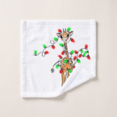 Festive-vakantiegiraf, rood-groen-rimpellicht bad handdoek (Wasdoekje)