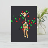 Festive-vakantiegiraf, rood-groen-rimpellicht feestdagenkaart (Staand voorkant)