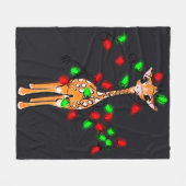 Festive-vakantiegiraf, rood-groen-rimpellicht fleece deken (Voorkant (Horizontaal))