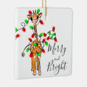 Festive-vakantiegiraf, rood-groen-rimpellicht keramisch ornament (Rechts)
