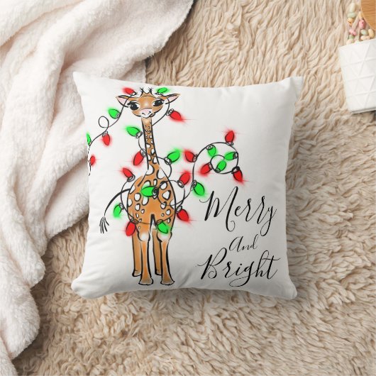 Festive-vakantiegiraf, rood-groen-rimpellicht kussen (Deken)
