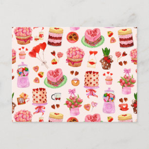 Festive Valentijnsdag Sweets, Cakes en desserts Briefkaart