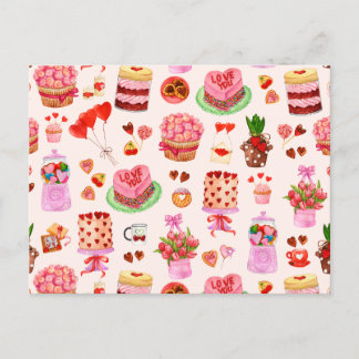 Festive Valentijnsdag Sweets, Cakes en desserts Briefkaart