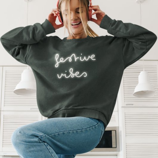 Festive Vibes | Modern Neon Light Trendy Red Xmas Trui