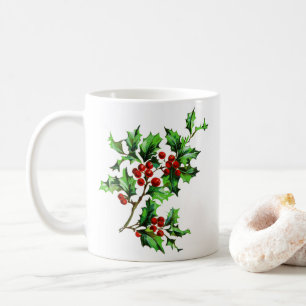 Festive  Victoriaans kerstkerst Holly Berries Koffiemok