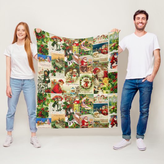 Festive  Victoriaans kerstkerstkerstkerstbekkencol Fleece Deken (In situ)