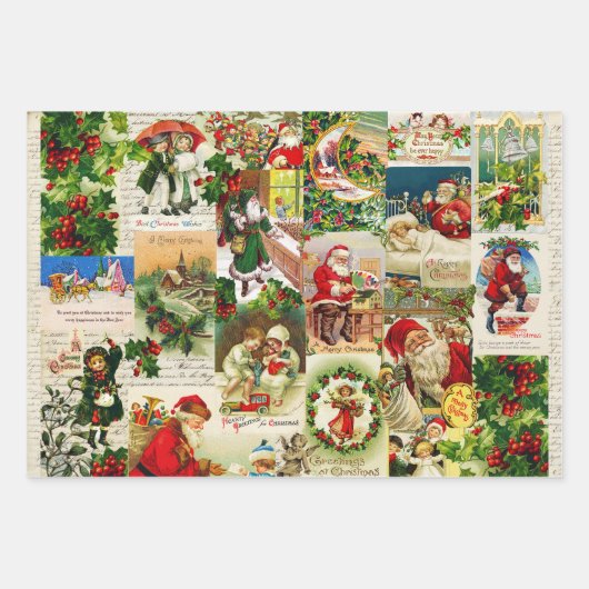 Festive  Victoriaans kerstkerstkerstkerstbekkencol Inpakpapier Vel (Voorkant)