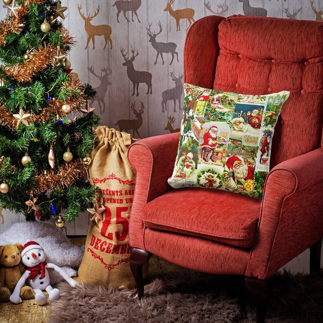Festive  Victoriaans kerstkerstkerstkerstbekkencol Kussen (https://pixabay.com/photos/christmas-room-chair-stocking-tree-3836693/)