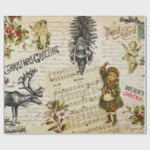 Festive  Victoriaans kerstkerstmeisje Cadeaupapier (Vlak)