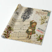 Festive  Victoriaans kerstkerstmeisje Cadeaupapier (Uitgerold)
