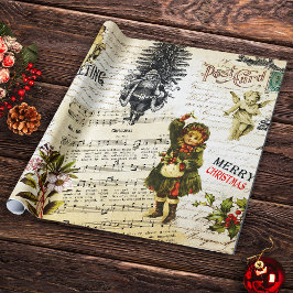 Festive Victoriaans kerstkerstmeisje Cadeaupapier