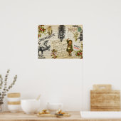 Festive  Victoriaans kerstmeisje en Holly Poster (Keuken)