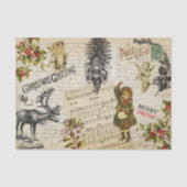 Festive Victoriaans kerstmeisje en Holly Tissuepapier (Voorkant)