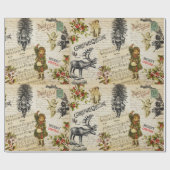 Festive  Victoriaans kerstmeisje Holly Cadeaupapier (Vlak)