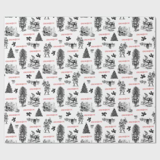 Festive Victoriaans Kerstmis met Kerstman Cadeaupapier (Vlak)