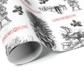 Festive  Victoriaans Kerstmis met Kerstman Cadeaupapier (Rol Hoek)