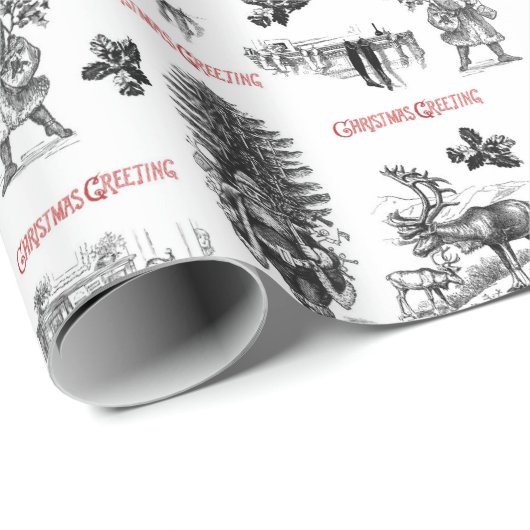Festive  Victoriaans Kerstmis met Kerstman Cadeaupapier (Rol Hoek)