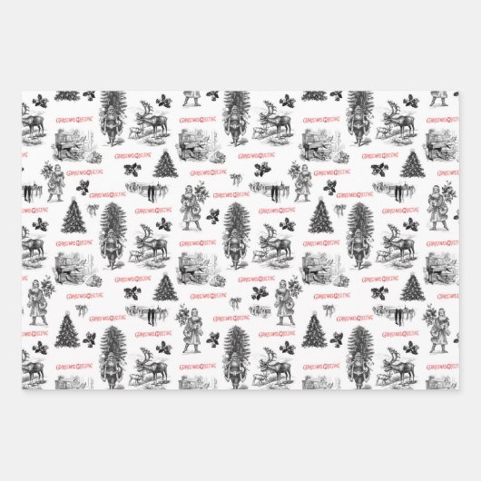 Festive  Victoriaans Kerstmis met Kerstman Inpakpapier Vel (Voorkant 2)