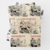 Festive  Victoriaans Kerstmis met Kerstman Inpakpapier Vel (In situ)