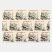 Festive  Victoriaans Kerstmis met Kerstman Inpakpapier Vel (Voorkant)