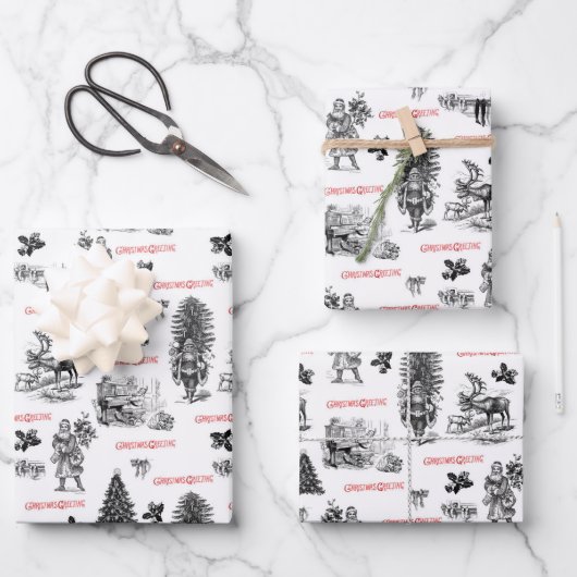Festive  Victoriaans Kerstmis met Kerstman Inpakpapier Vel (Voorkant)