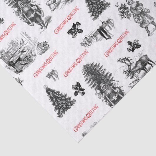 Festive  Victoriaans Kerstmis met Kerstman Tissuepapier (Detail)