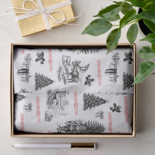 Festive  Victoriaans Kerstmis met Kerstman Tissuepapier (Geschenk)