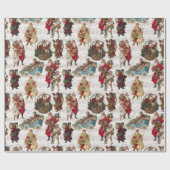 Festive Victoriaans Santas over Antiek muziek Cadeaupapier (Vlak)