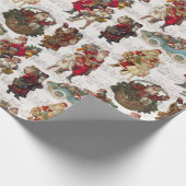 Festive Victoriaans Santas over Antiek muziek Cadeaupapier (Hoek)