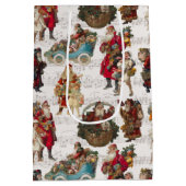 Festive Victoriaans Santas over Antiek muziek Medium Cadeauzakje (Achterkant)