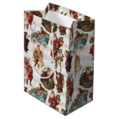 Festive Victoriaans Santas over Antiek muziek Medium Cadeauzakje (Achterkant Gekanteld)