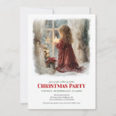 Festive Victorian Little Girl Awaiting Santa  Kaart (Voorkant)