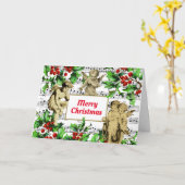Festive Vintage Angel Cherubs Holly Kerstmis Kaart (Gele Bloem)