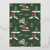 Festive Vintage-kerstboom Boerderij Red Truck Folie Feestdagenkaart (Achterkant)